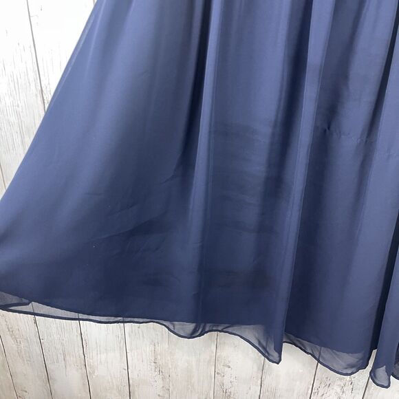 Alfred Angelo Dress Women 12 Navy Blue Bridesmaid One-shoulder chiffon mini Glam - Picture 4 of 11